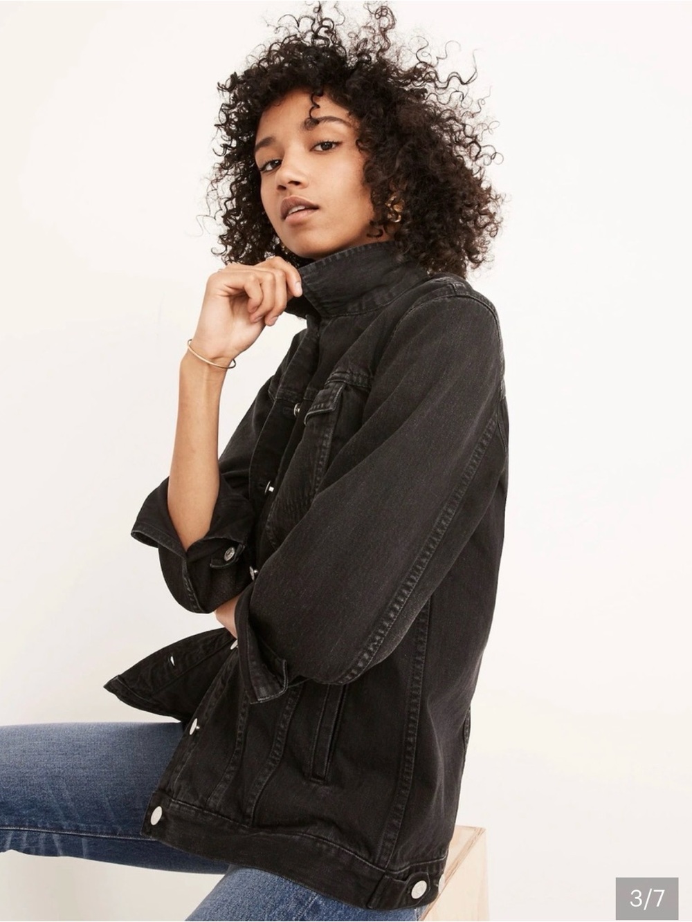 Madewell Oversized Denim Jacket in Lunar Black